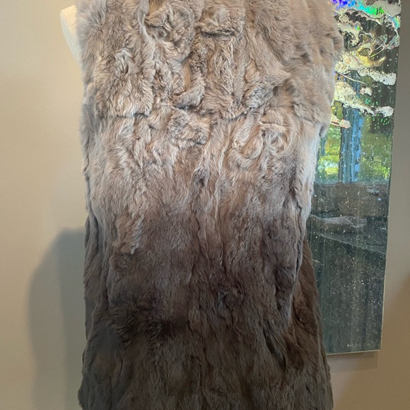 NWT Dolce Cabo Two-Tone Rabbit Fur Vest size small - Picture 5 of 9